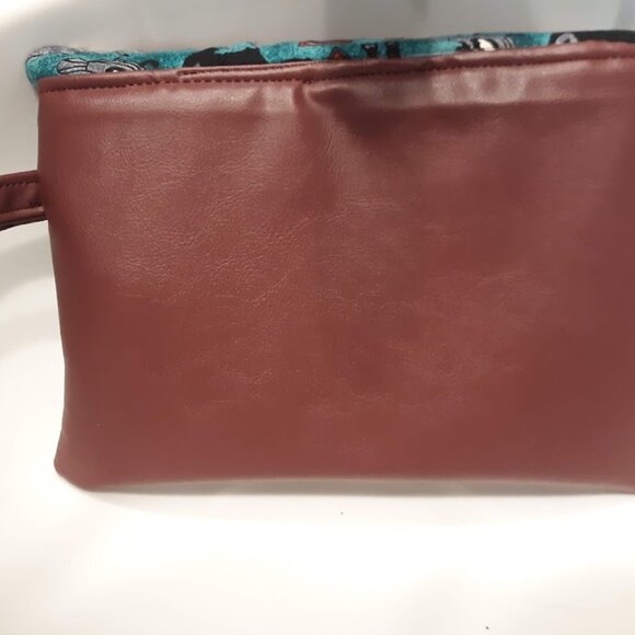 NEW Faux Leather Western Envelope Purse Clutch Wristlet Bag Wine Teal Bear Aztec - Picture 8 of 8